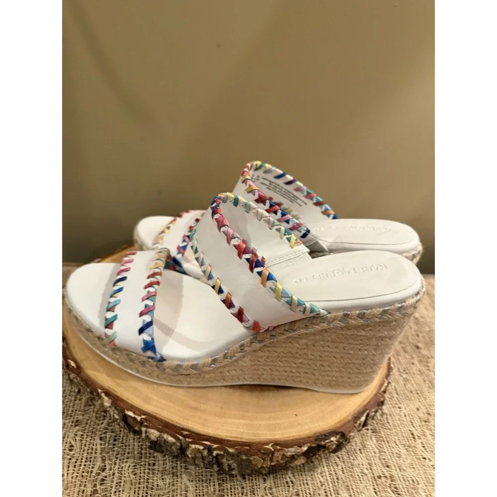 Karl Lagerfeld Paris Charcel Double Strap Colorful‎ Espadrille Wedge Sandal 9